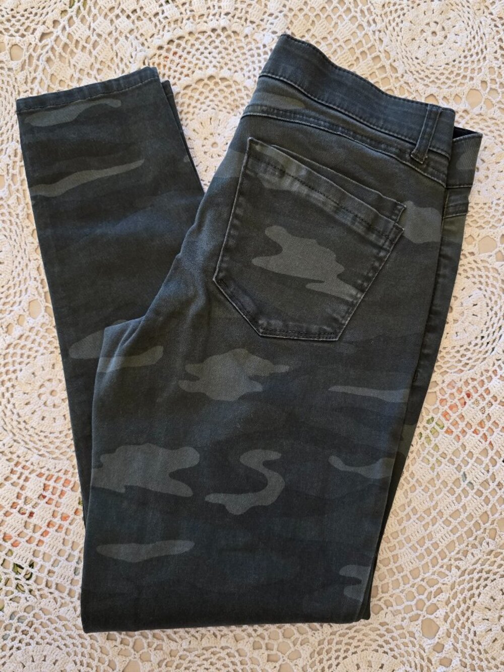 Democracy Ab Solution Camo Skinny Jeans Size 8 Stretch Zip Pocket Green